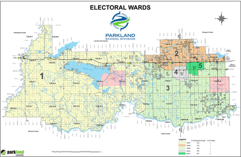 a map of the electoral wards in Parkland School Division